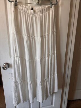 White Tiered Maxi Skirt
